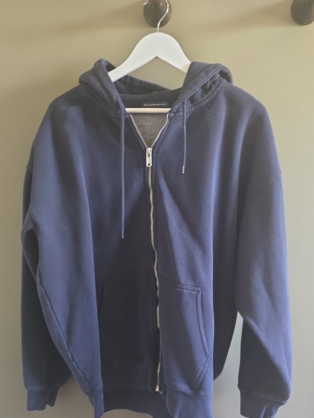 Oversized Navy Zip-Up Hoodie Sweater